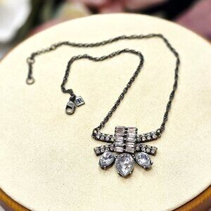 Banana Republic Rhinestones and Black Metal Necklace
